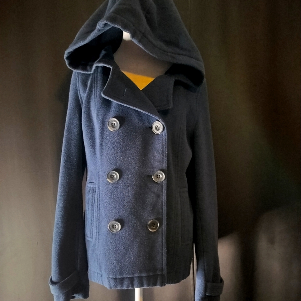 Kids Unisex Navy Blue Aeropostale  Pea Coat (Size Large)